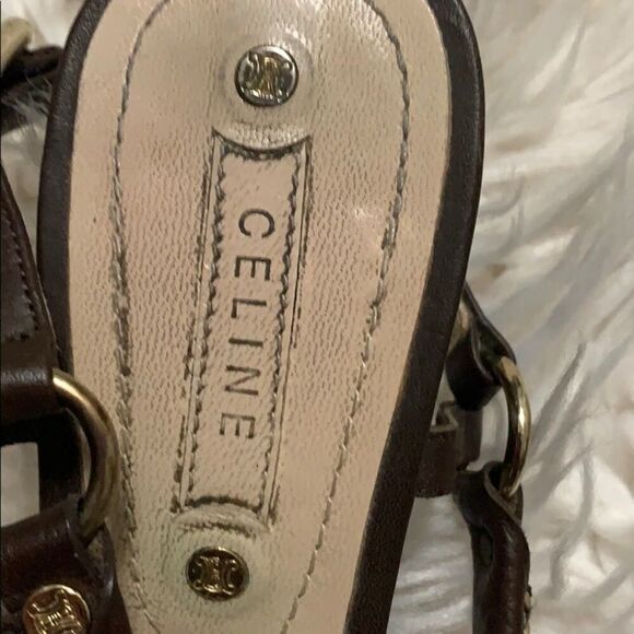CELINE OPEN TOE STRAPPY LEATHER SANDALS SIZE 37 - Picture 3 of 7